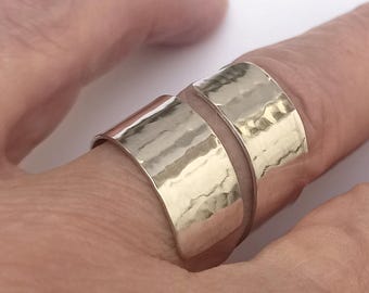 Hammered Sterling Silver Spiral Ring, Chunky Unisex Statement Band