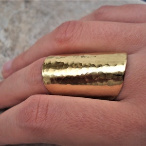 Hammered Bronze Wide Band Ring  Adjustable Modern Statement Cuff  Ring Contemporary Metalwork Ring Handhammered Minimalist Big Bronze Ring