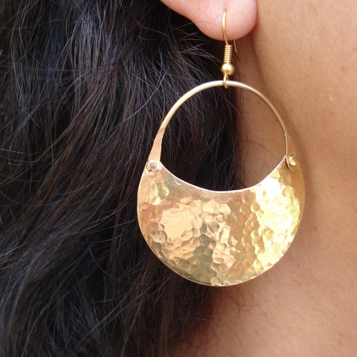 RIVETED MOON HOOPS