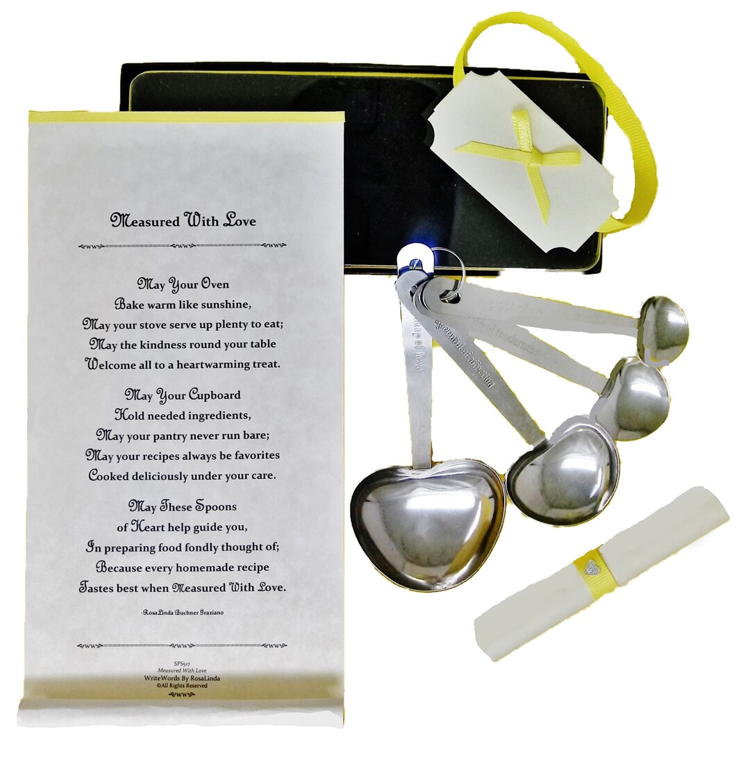 MEASURED WITH LOVE Poem & Heart Shaped Measuring Spoons Set Etsy