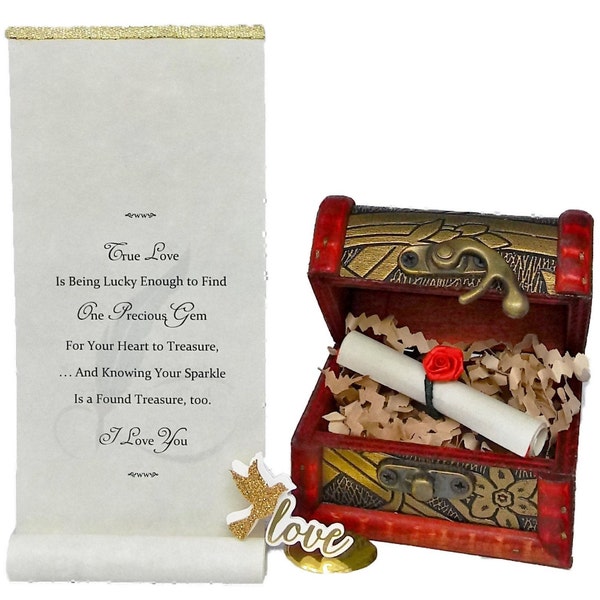 MiNI SCROLL LOVE CARD Poem "One Precious Gem" in Keepsake Mini Treasure Chest -Treasured Scrolls at WriteWords By RosaLinda