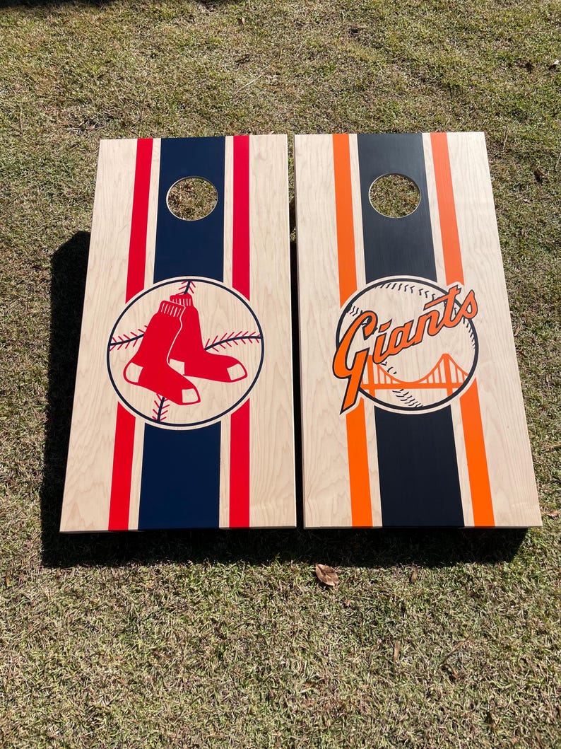Cornhole Boards with Custom Logo with Center Stripe Bean Bag toss image 7
