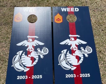 Marine Corp USMC Military Themed Cornhole Boards Bean Bag Toss