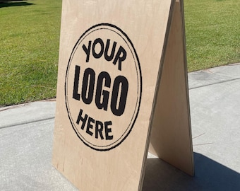 A-Frame Wooden Sidewalk Sandwich Board Sign with Logo (20"x30")