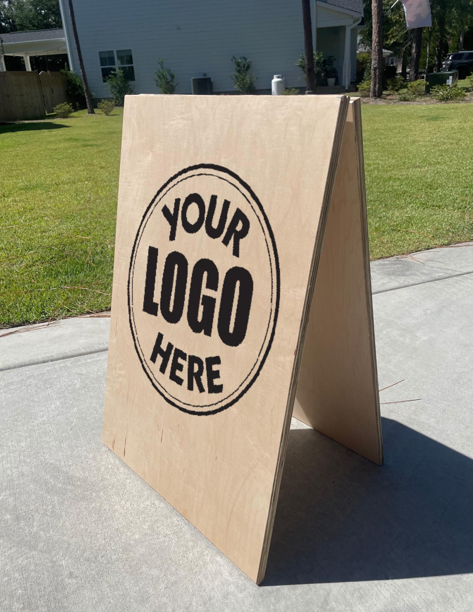 A-frame Wooden Sidewalk Sandwich Board Sign With Logo (20