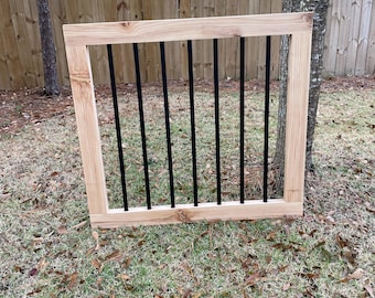 Modern Custom Baby or Pet Gate - Solid Wood Frame with Metal Balusters