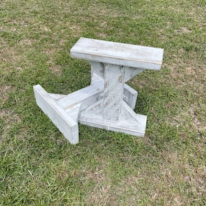 Set of 2 Farm Table Trestle Style Wooden Distressed Bench Legs