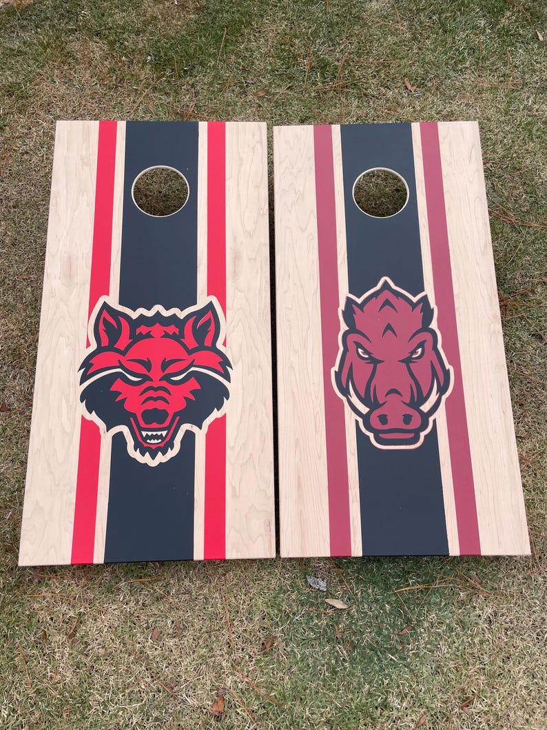 Cornhole Boards with Custom Logo with Center Stripe Bean Bag toss image 9