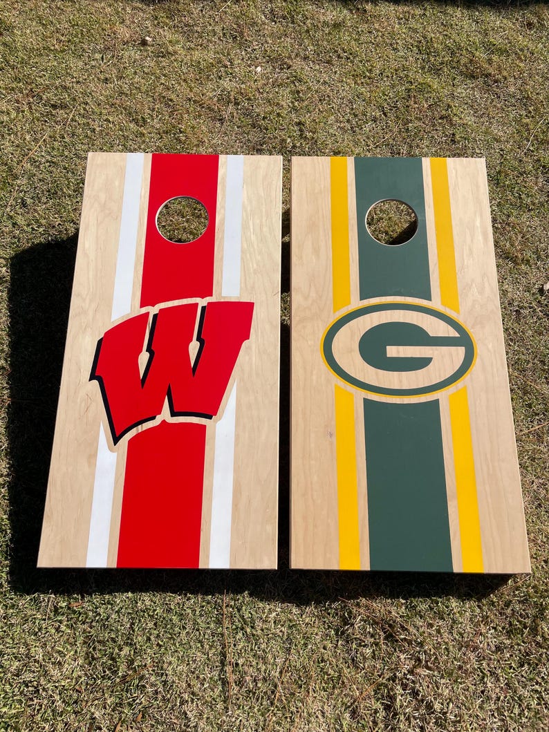 Cornhole Boards with Custom Logo with Center Stripe Bean Bag toss image 8