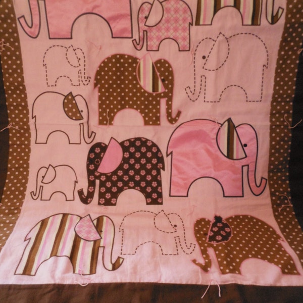 SALE!!  Pink and Brown Elephants Infant Quilt
