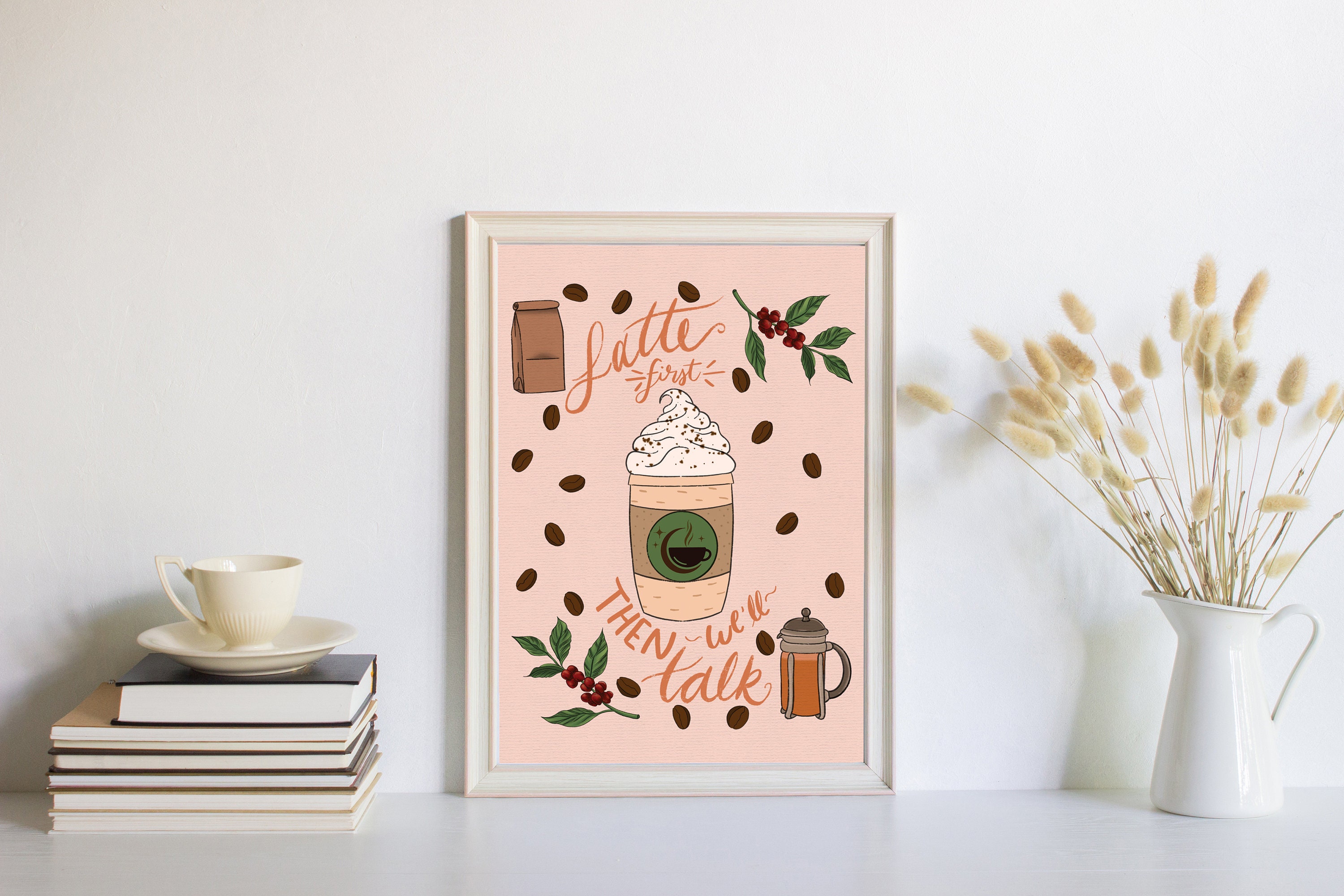 Latte First Printable Download, Printable Art, Downloadable Art, Coffee ...