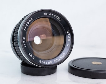 Universal Screw Mount (M42) Star D 28mm F/2.8 Coated Auto Prime Lens with Caps