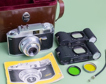 Adox 300 35mm Film Camera with Two Adox Film Magazines, Two Filters, Shutter Release Cable, and Adox Case - Fully Functional
