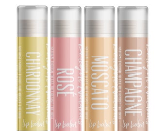 Delight Naturals Smooth Sippin' Lip Balm Gift Set - Four White Wine Flavors - Chardonnay, Rosé, Moscato, Champagne