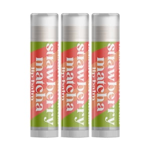 Delight Naturals Strawberry Matcha-lippenbalsem - set van drie