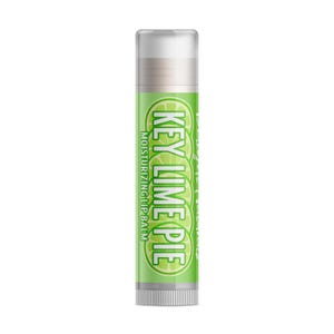 May include: A tube of Key Lime Pie moisturizing lip balm. The label is green with the words "KEY LIME PIE" in a white, stylized font. The words "MOISTURIZING LIP BALM" are also printed on the label. The tube has a white cap and a silver base.