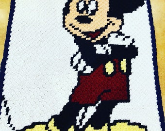 Crocheted Mickey Mouse queen size blanket