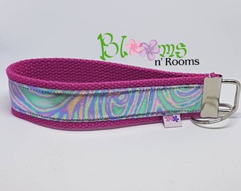 Rainbow opalescent swirls wrist key chain, key fob wristlet, Keychain
