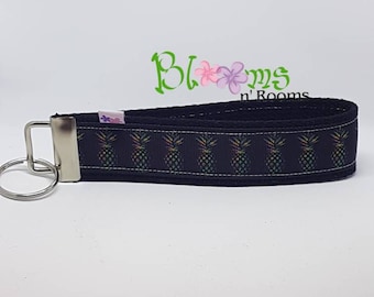 Multi-colour pineapples, wrist key chain key fob wristlet, keychain