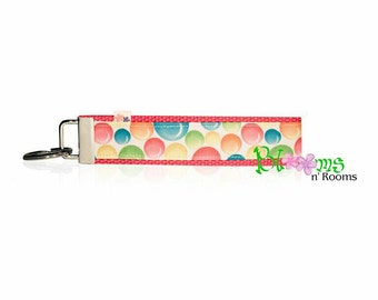 Colourful bubbles wrist key fob keychain wristlet