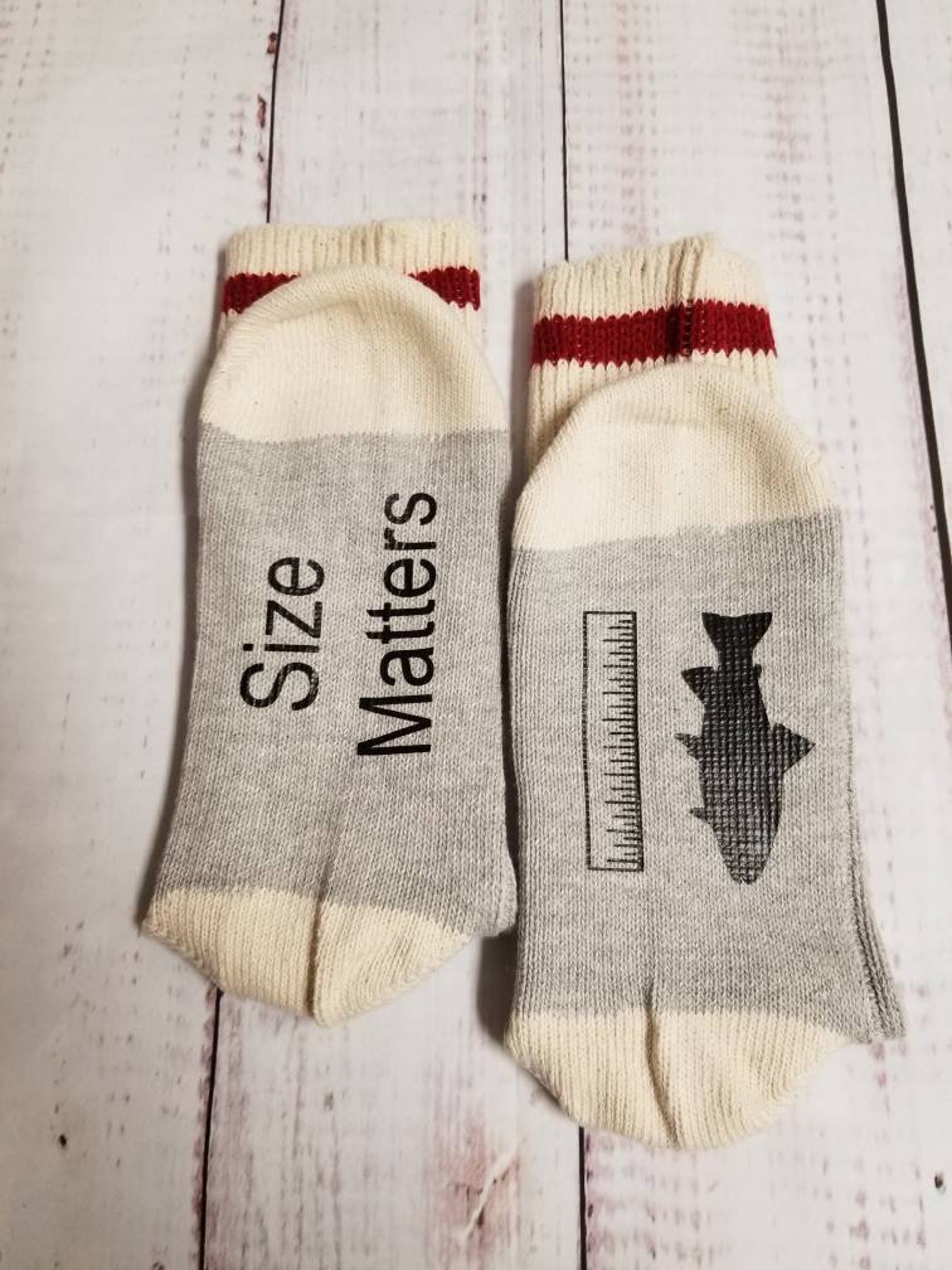 Funny Fishing Socks Size Matters Funny Socks Etsy