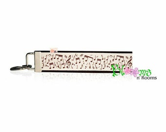 Music note wrist key chain key fob wristlet keychain