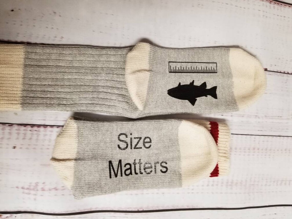 Funny Fishing Socks Size Matters Funny Socks Etsy