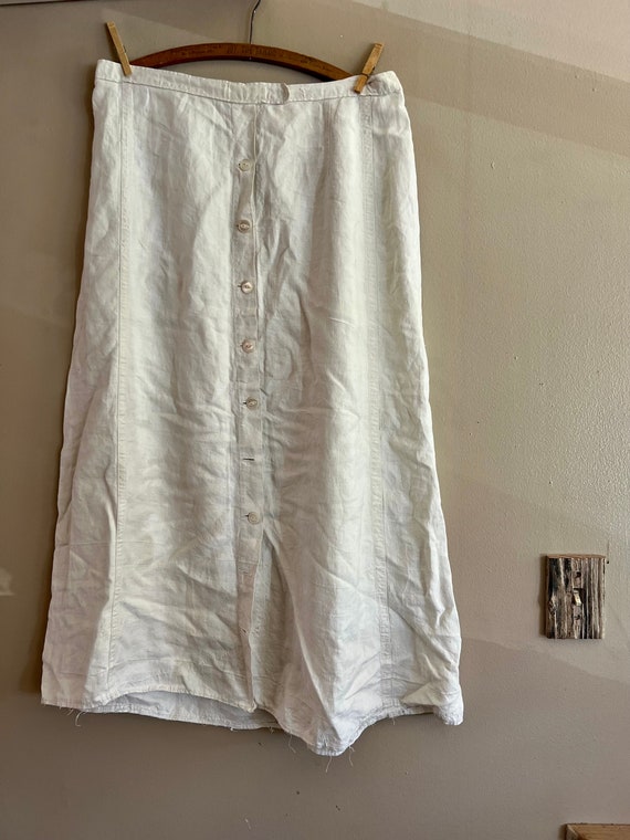 Vintage 40s white/cream Button down Linen Skirt La