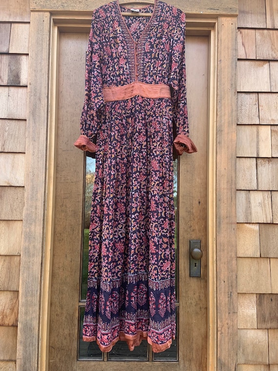 Vintage Anokhi Maxi Dress Blockprint Indian Cotton Sm… - Gem