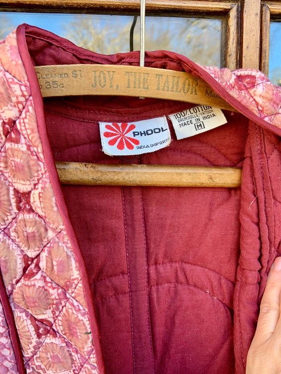 Vintage Phool Indian Cotton  Quilted Jacket Medium - image 4