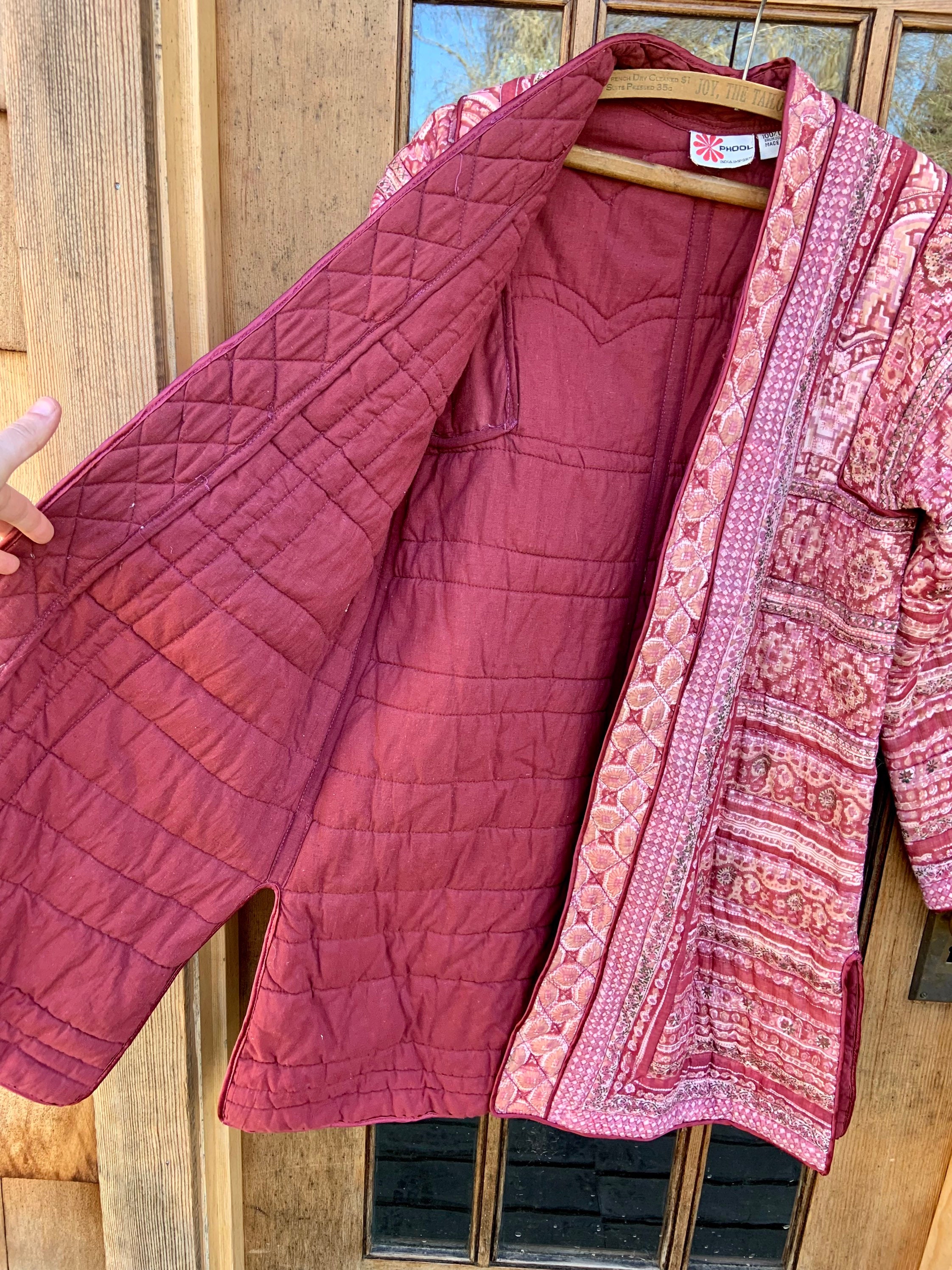 Phool ヴィンテージ インド綿 ジャケット ゴールドスタンプ　キルティング Vintage Phool Indian Cotton Quilted Jacket Medium - Etsy