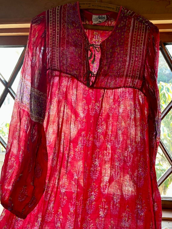 Vintage Adini Indian Cotton Gauze Tunic Dress Sma… - image 8