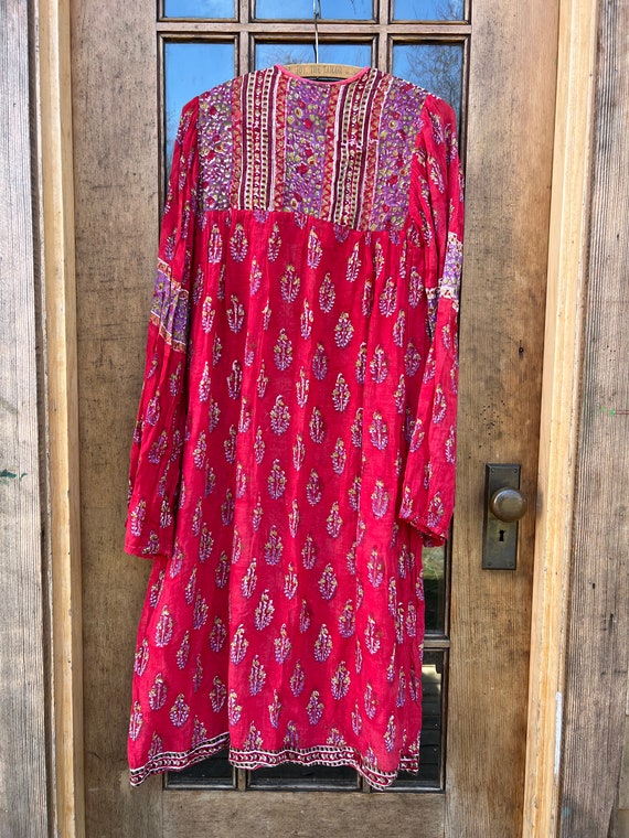 Vintage Adini Indian Cotton Gauze Tunic Dress Sma… - image 3