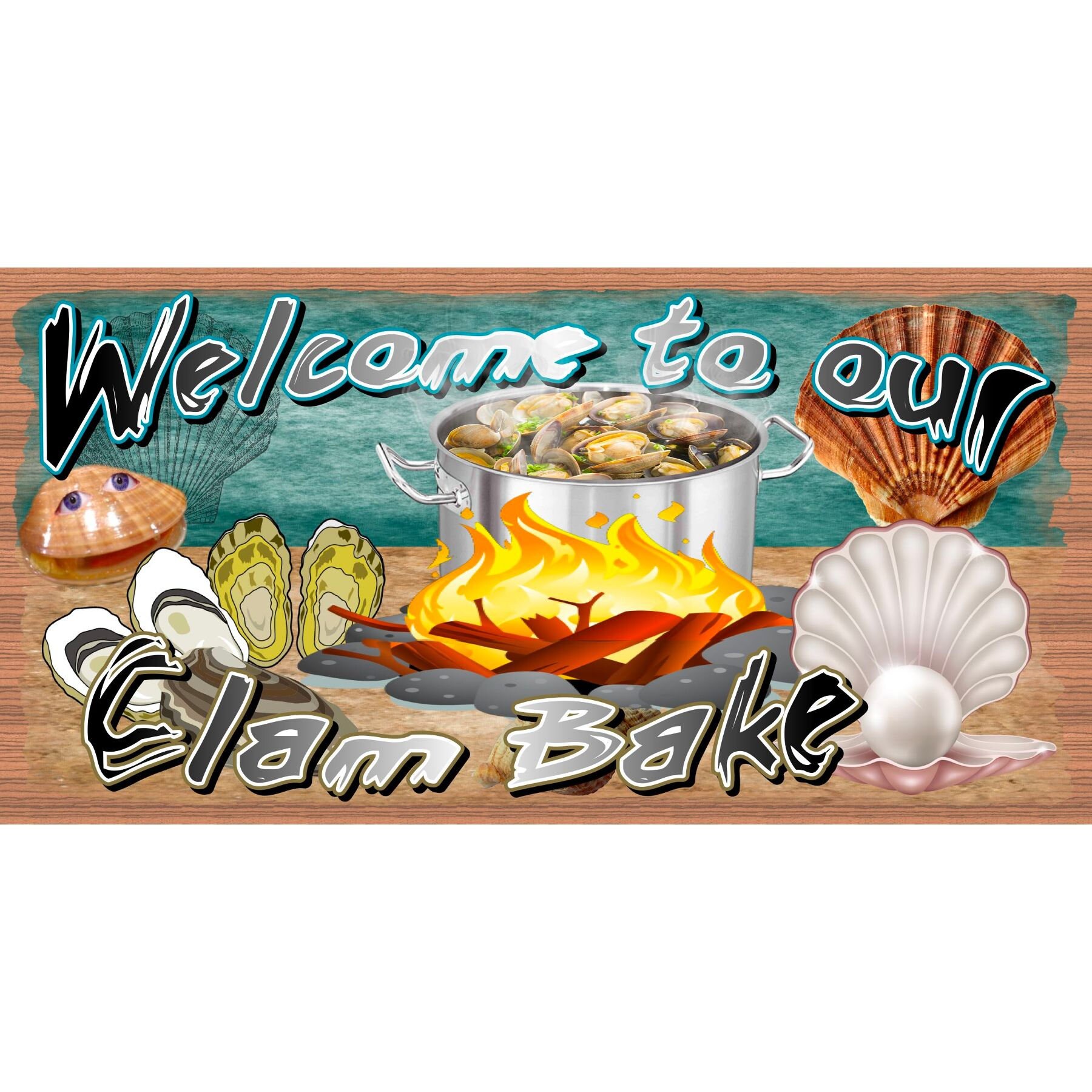 Seafood Plaque Clam Bake Wood Signs GS 2789