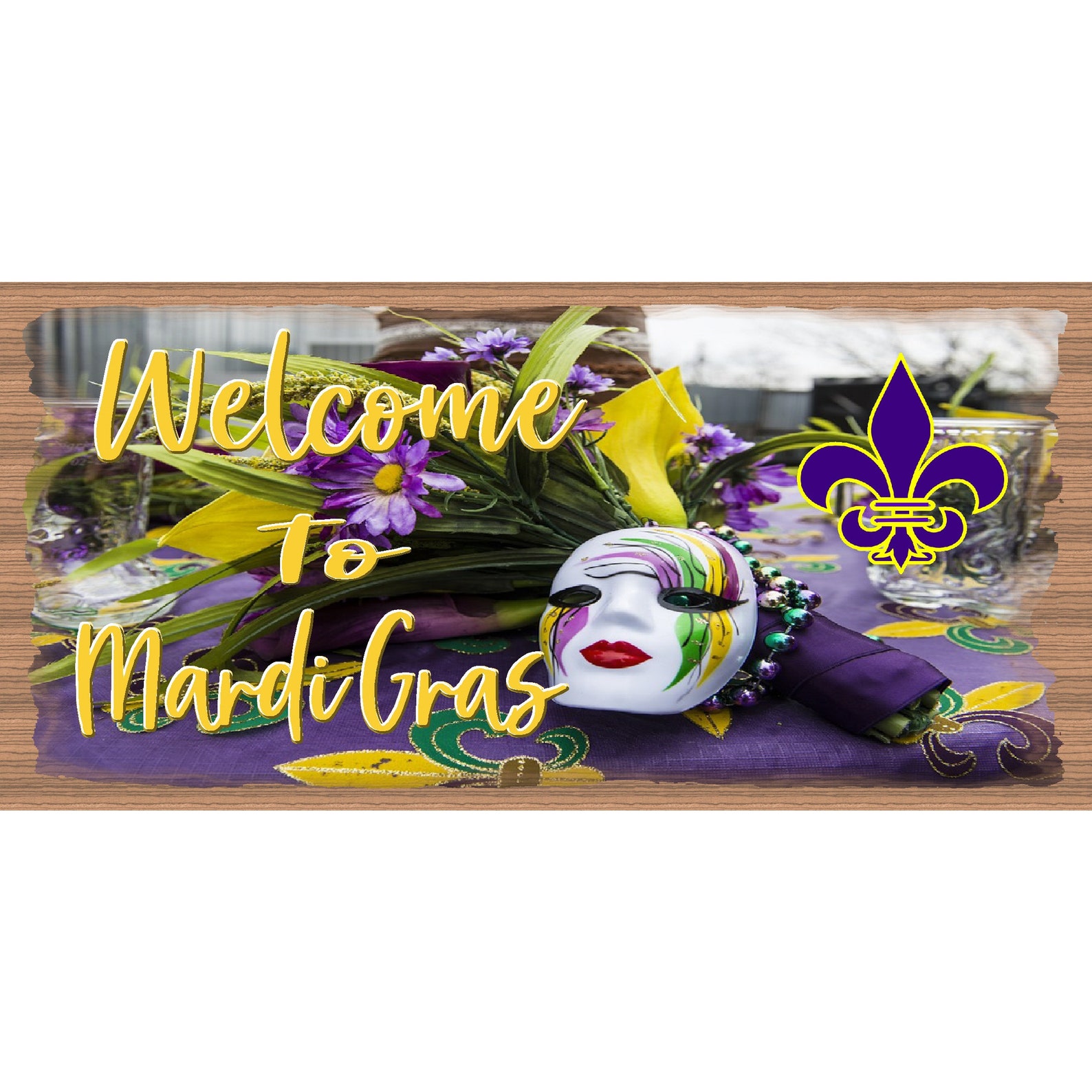 mardi gras wood decor