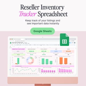 Reseller Inventory Spreadsheet Tracker for Poshmark, Etsy, Depop, Whatnot, Ebay, Vinted | SKU tracker finance profit dashboard for resellers