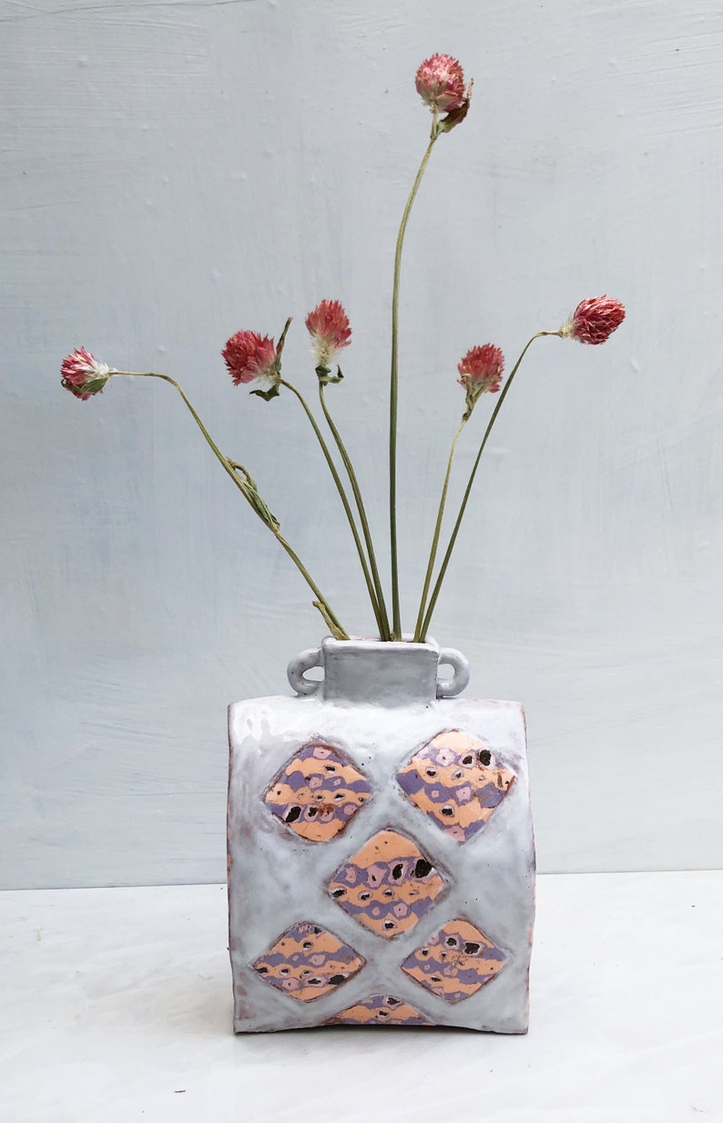 Modern Ceramic Vase, Ceramic Vase, Unique Vase, Living Room Decor, Vase for flowers, Nerikomi, Porcelain, Colored clay, Colorful, Gift, Fun image 1
