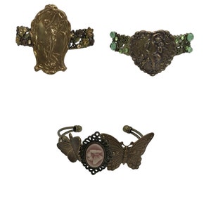 Bracelet|Wrap Bracelet|Victorian Style|Upcycled|Adjustable bracelet|Jewelry| Bronze Cameo|Steampunk bracelet|Cuff bracelet|Brass bracelet
