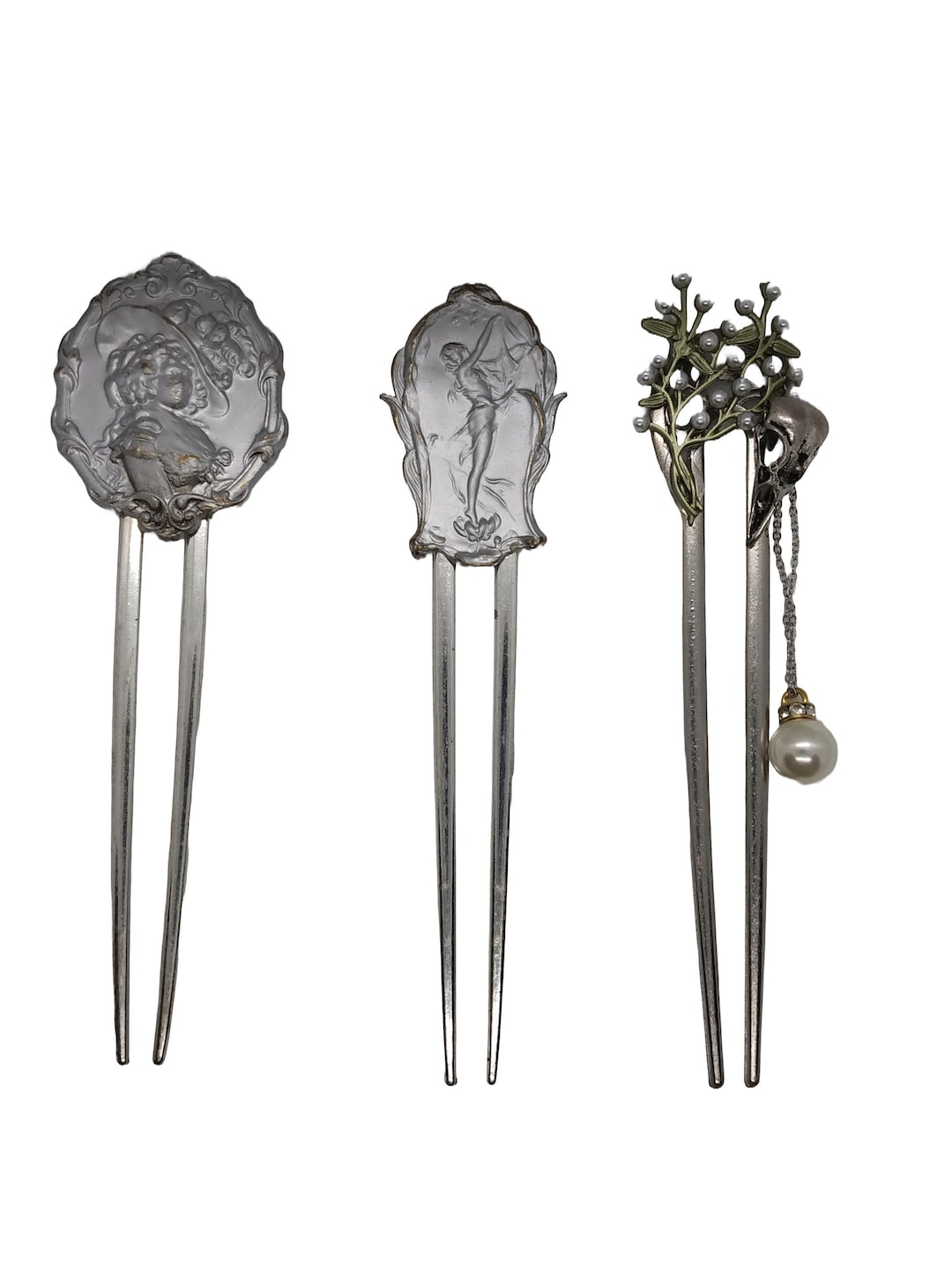 Hair Forks 2 Prong Hair Forks Art Nouveau Style Victorian Etsy