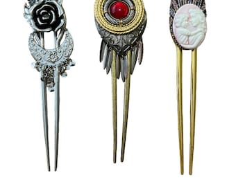 Hair Forks| 2 Prong Hair Forks|edwardian Style|steampunk - Etsy display picture 1