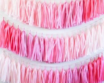PINK OMBRE tassel garland party decoration // wedding decor // bridal shower
