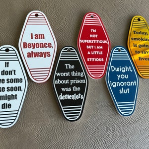 The Office Inspired Retro Motel Keychain, Motel keychains funny, vintage keychains, custom keychain, gifts for her, House keychain