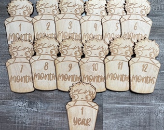 Ponyo Inspired Wood Baby Milestone Markers: Monthly Photo Props
