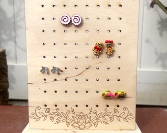 Personalized Earring Organizer: Floral Laser Cut Jewelry Display