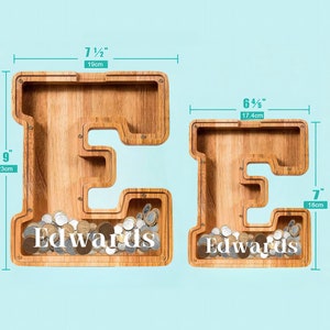 Personalized Wooden Letter Piggy Bank, Custom Initial Money Box for ...