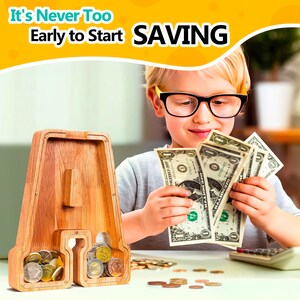 Personalized Wooden Letter Piggy Bank, Custom Initial Money Box for ...