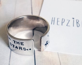 Hand Stamped - Stars - Sterling Silver - Wide/Thumb Ring