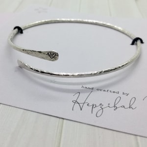 Hand Crafted - Sterling Silver Wrap Bangle - Hammered