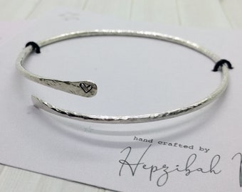 Hand Crafted - Sterling Silver Wrap Bangle - Hammered
