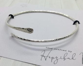 Fabriqué à la main - Bracelet en argent sterling - Martelé